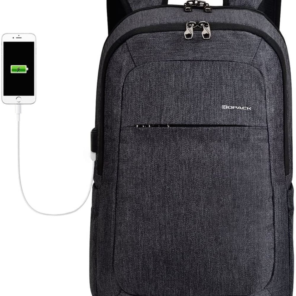 Gray Heather Backpack with charger port - Picture 9 of 12